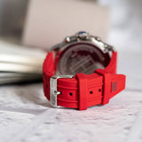 Tommy Hilfiger Luca Chronograph Grey Dial Red Silicone Strap Watch For Men - 1710490 Authentic Buy Shop Now