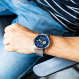 Tommy Hilfiger Weston Chronograph Blue Dial Silver Mesh Bracelet Watch For Men - 1710504 Authentic Buy Shop Now