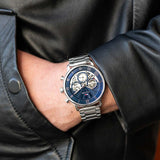 Tommy Hilfiger Legend Chronograph Blue Dial Silver Steel Strap Watch For Men - 1710569 Authentic Buy Shop Now