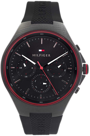 Tommy Hilfiger Justin Black Dial Black Rubber Strap Watch For Men - 1792056 Authentic Buy Shop Now