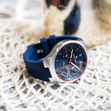 Tommy Hilfiger Justin Chronograph Blue Dial Blue Rubber Strap Watch for Men - 1792057 Authentic Buy Shop Now