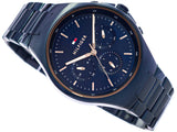 Tommy Hilfiger Justin Chronograph Blue Dial Blue Steel Strap Watch For Men - 1792058 Authentic Buy Shop Now