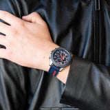 Tommy Hilfiger Clark Chronograph Blue Dial Black Leather Strap Watch For Men - 1792083 Authentic Buy Shop Now