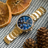 Tommy Hilfiger Daniel Chronograph Blue Dial Gold Steel Strap Watch for Men - 1710384 Authentic Buy Shop Now