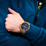 Tommy Hilfiger Daniel Chronograph Blue Dial Gold Steel Strap Watch for Men - 1710384 Authentic Buy Shop Now