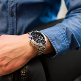 Tommy Hilfiger Larson Chronograph Blue Dial Silver Steel Strap Watch For Men - 1791917 Authentic Buy Shop Now