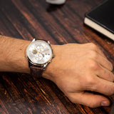 Tommy Hilfiger Weston Chronograph Silver Dial Brown Leather Strap Watch For Men - 1710501 Authentic Buy Shop Now