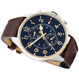 Tommy Hilfiger Dean Multifunctional Blue Dial Brown Leather Strap Watch for Men - 1791275 Authentic Buy Shop Now