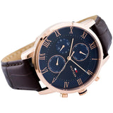 Tommy Hilfiger Kane Chronograph Blue Dial Brown Leather Strap Watch for Men - 1791399 Authentic Buy Shop Now