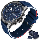 Tommy Hilfiger Bank Blue Dial Blue Rubber Strap Watch for Men - 1791721 Authentic Buy Shop Now