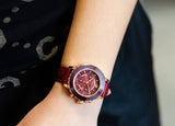 Swarovski Octea Lux Chrono Red Dial Red Leather Strap Watch for Women - 5547642 Authentic Buy Shop Now