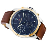 Tommy Hilfiger Decker Blue Dial Brown Leather Strap Watch for Men - 1791561 Authentic Buy Shop Now