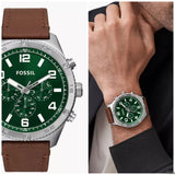 Fossil Brox Multifunction Green Dial Brown Leather Strap Watch for Men - BQ2801 Authentic Buy Shop Now