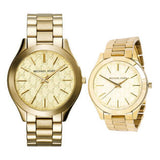 Michael Kors Slim Runway Gold Dial Gold Steel Strap Watch for Women - MK3335 Authentic Buy Shop Now
