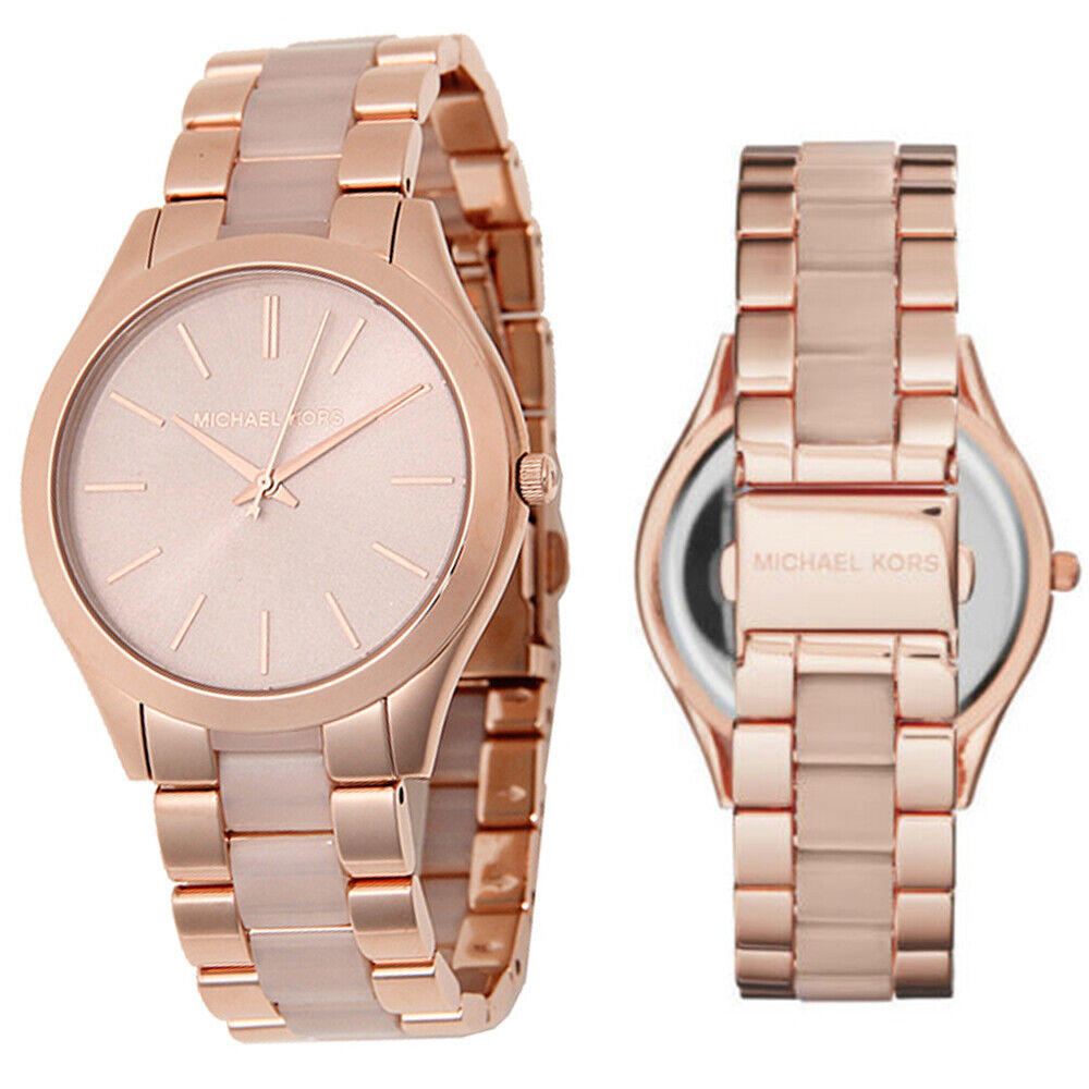 Michael Kors Slim Runway Rose Gold Dial Two Tone Steel Strap Watch for Women - MK4294 Authentic Buy Shop Now
