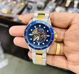 Fossil FB-01 Automatic Skeleton Blue Dial Two Tone Steel Strap Watch for Men - ME3191 Authentic Buy Shop Now