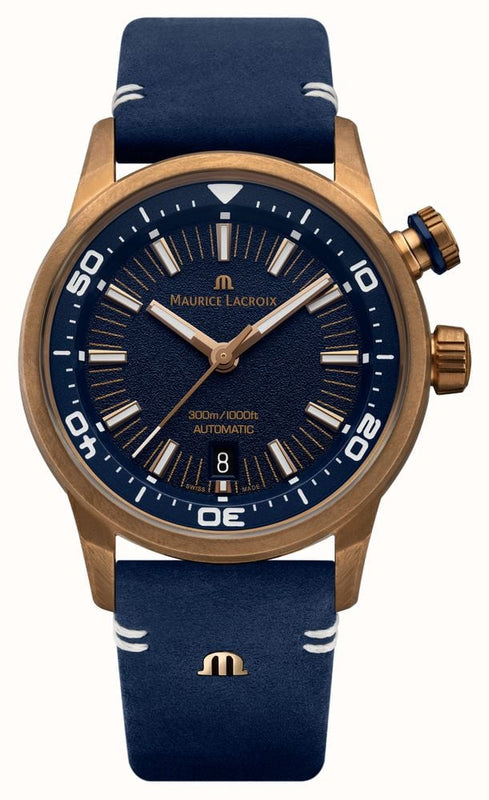 Maurice Lacroix Pontos Divers Limited Edition Blue Dial Blue Leather Strap Watch For Men - PT6248-BRZ0B-430-4 Authentic Buy Shop Now
