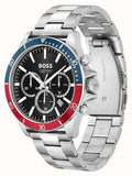 Hugo Boss Troper Chronograph Black Dial Silver Steel Strap Watch For Men - 1514108 Authentic Buy Shop Now