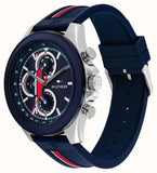 Tommy Hilfiger Clark Chronograph Blue Dial Black Leather Strap Watch For Men - 1792083 Authentic Buy Shop Now