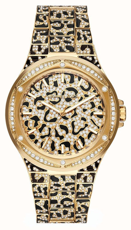 Michael Kors Lennox Three Hand Crystals Gold Dial Two Tone Steel Strap Watch For Women - MK7284 Authentic Buy Shop Now