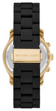 Michael Kors Runway Chronograph Black Dial Black Silicone Strap Watch For Women - MK7385 Authentic Buy Shop Now