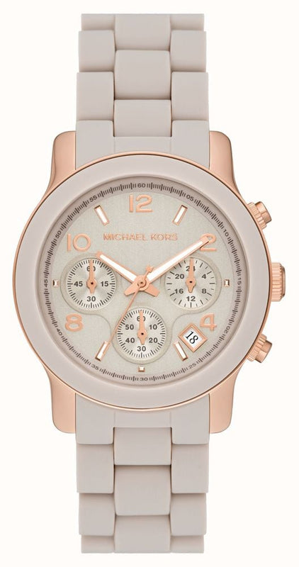 Michael Kors Runway Chronograph Grey Dial Grey Silicone Strap Watch For Women - MK7386 Authentic Buy Shop Now