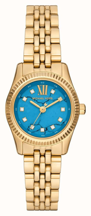Michael Kors Lexington Three Hand Blue Dial Gold Steel Strap Watch for Women - MK4813 Authentic Buy Shop Now