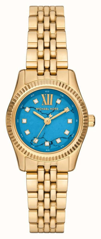 Michael Kors Lexington Three Hand Blue Dial Gold Steel Strap Watch for Women - MK4813 Authentic Buy Shop Now