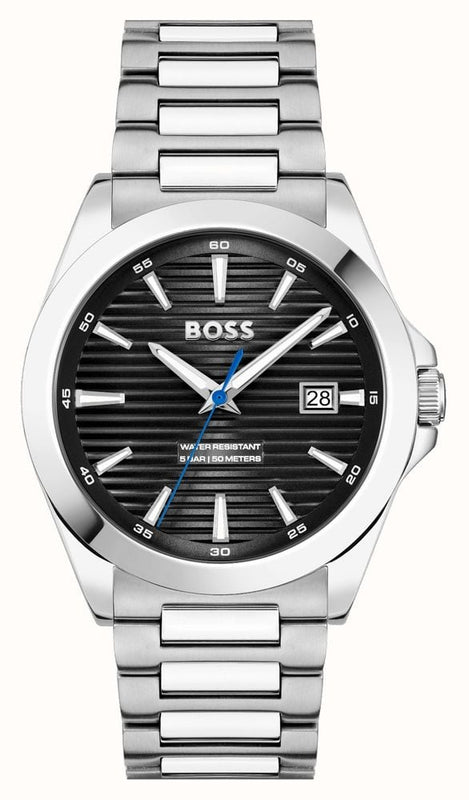 Hugo Boss Strike Black Dial Silver Steel Strap Watch for Men - 1514170 Authentic Buy Shop Now