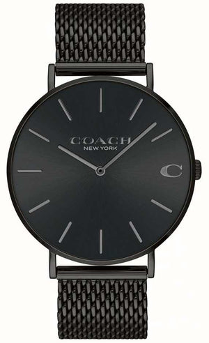 Coach Charles Black Dial Black Mesh Bracelet Watch for Men - 14602148 Authentic Buy Shop Now