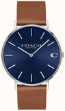 Coach Charles Blue Dial Brown Leather Strap Watch for Men - 14602151 Authentic Buy Shop Now