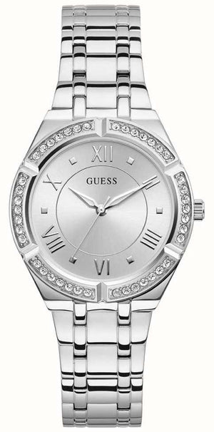 Guess Cosmo Diamonds Silver Dial Silver Steel Strap Watch For Women - GW0033L1 Authentic Buy Shop Now