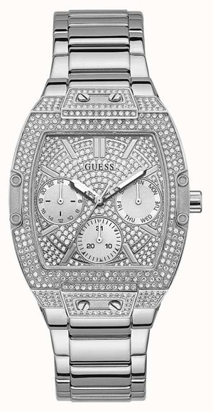 Guess Raven Diamonds Silver Dial Silver Steel Strap Watch for Women - GW0104L1 Authentic Buy Shop Now