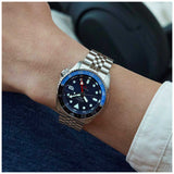 Seiko 5 Sports GMT SKX Automatic Blueberry Dial Silver Steel Strap Watch For Men - SSK003K1 Authentic Buy Shop Now