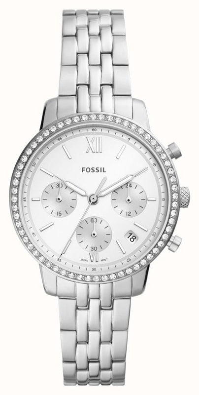 Fossil Neutra Chronograph Silver Dial Silver Steel Strap Watch for Women - ES5217 Authentic Buy Shop Now