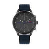 Tommy Hilfiger Chase Grey Dial Blue Leather Strap Watch for Men - 1791578 Authentic Buy Shop Now