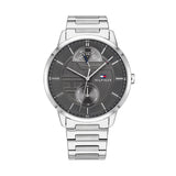 Tommy Hilfiger Hunter Grey Dial Silver Steel Strap Watch for Men - 1791608 Authentic Buy Shop Now