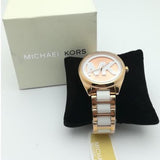 Michael Kors Janelle Three Hand Rose Gold Dial Two Tone Steel Strap Watch For Women - MK7134 Authentic Buy Shop Now