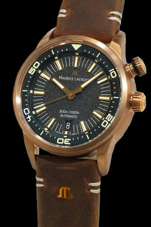 Maurice Lacroix Pontos Diver Limited Edition Black Dial Brown Leather Strap Watch For Men - PT6248-BRZ01-330-3 Authentic Buy Shop Now