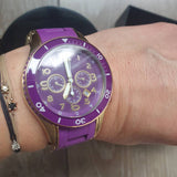 Marc Jacobs Rock Chronograph Purple Dial Purple Silicone Strap Watch for Women - MBM2549 Authentic Buy Shop Now