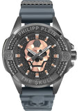 Philipp Plein The Skull Grey Dial Grey Silicone Strap Watch For Men- PWAAA2324 Authentic Buy Shop Now