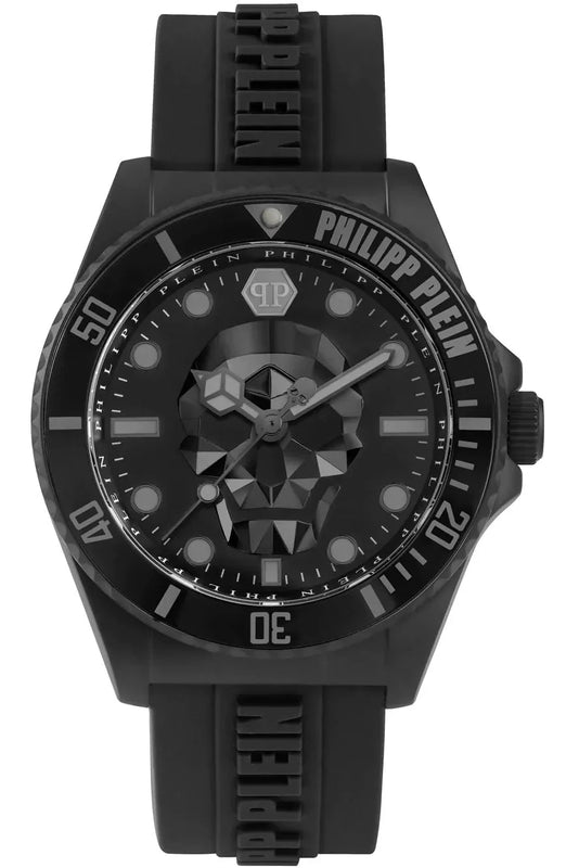 Philipp Plein The $kull Diver Black Dial Black Silicone Strap Watch For Men- PWOAA0922 Authentic Buy Shop Now