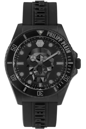 Philipp Plein The $kull Diver Black Dial Black Stainless Steel Strap Watch For Men- PWOAA0922