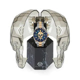 Philipp Plein The $kull Diver Blue Dial Two Tone Steel Strap Watch For Men- PWOAA0722 Authentic Buy Shop Now