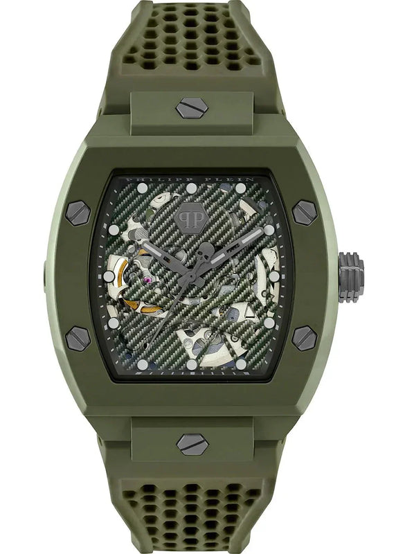 Philipp Plein The Skeleton Green Dial Green Silicone Strap Watch for Men- PWVBA0223 Authentic Buy Shop Now