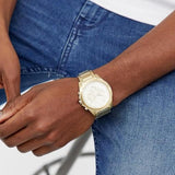 Armani Exchange Drexler Chronograph Gold Dial Gold Steel Strap Watch For Men - AX2602