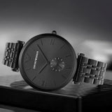 Emporio Armani Gianni T Bar Analog Black Dial Black Steel Strap Watch For Men - AR11299 Authentic Buy Shop Now