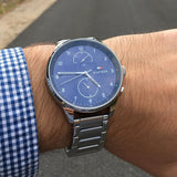Tommy Hilfiger Chase Multifunction Blue Dial Silver Steel Strap Watch for Men - 1791575 Authentic Buy Shop Now