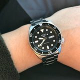 Seiko 5 Sports Automatic Day Date Black Dial Silver Steel Strap Watch for Men - SRPD55K1 Authentic Buy Shop Now