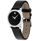 Movado Museum Classic Black Dial Black Leather Strap Watch For Women - 0607015 Authentic Buy Shop Now